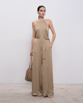 Peserico Beige jumpsuit with monil chain A02228A01943