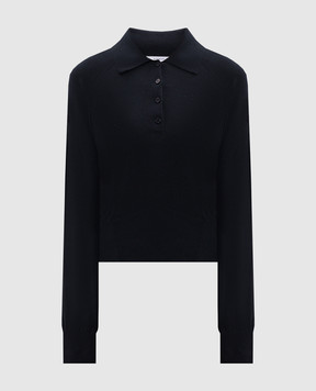Givenchy Blue silk polo shirt with logo embroidery BWL00C4ZUU
