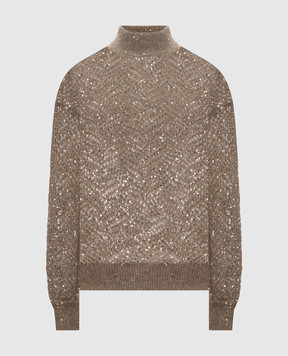 Brunello Cucinelli Brown openwork sweater MRG562504