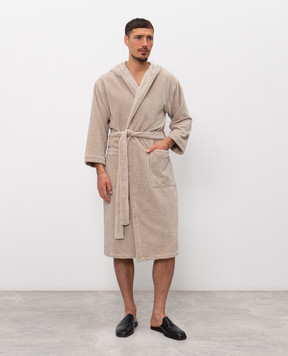 Symbol Home Beige terry robe with hood BAMBOOSPONGEBATHROBE