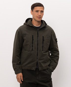 Stone Island Khaki jacket with logo patch L2S151200011S0211