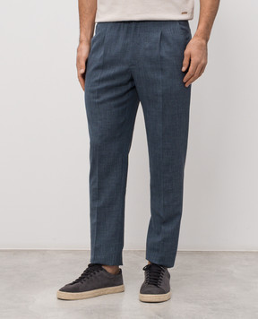 Enrico Mandelli Blue wool, silk and linen pants GYM02B6020