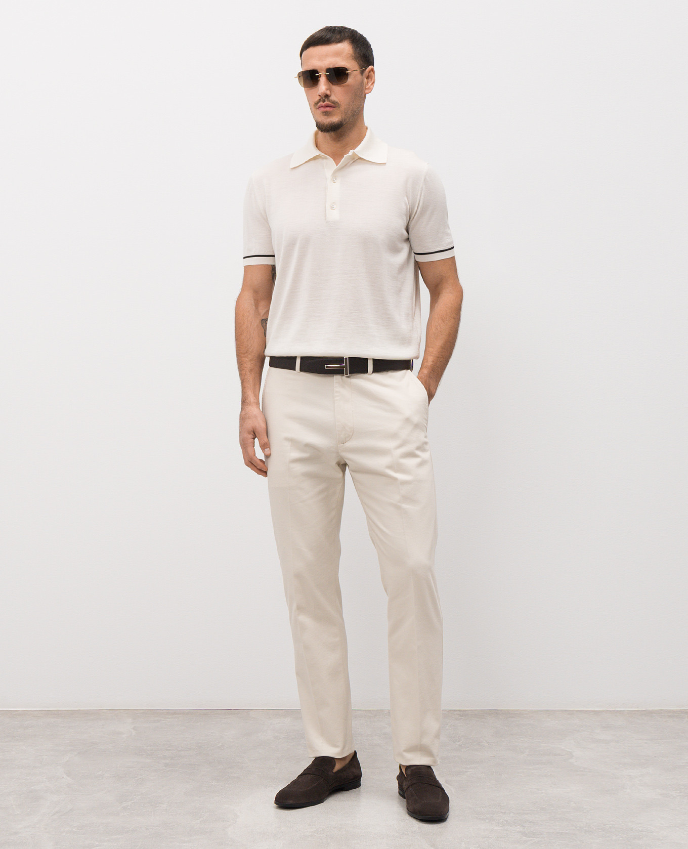 White cashmere and silk polo shirt Tom Ford 2