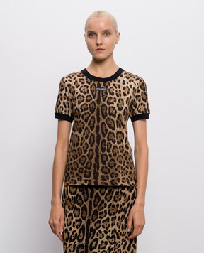Dolce&Gabbana T-shirt in leopard print with logo patch F8N08TFS78S
