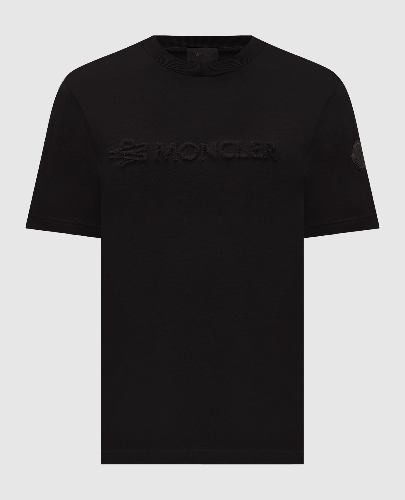 Black T-shirt with textured logo