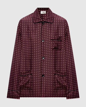 Saint Laurent Burgundy silk blouse with pajama-style print 870143Y6K08