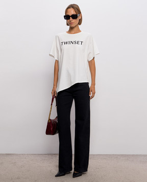 Twinset White T-shirt with logo embroidery 262LI2HLL