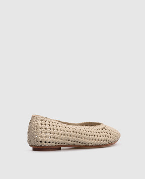 Dragon Khaki leather braided ballet flats DGS65106