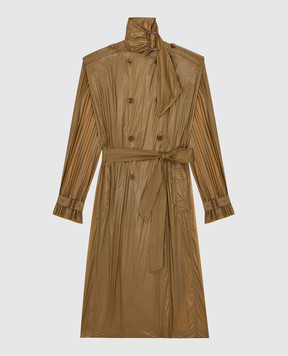 Saint Laurent Brown double-breasted Lavallière trench coat 873631Y7J14