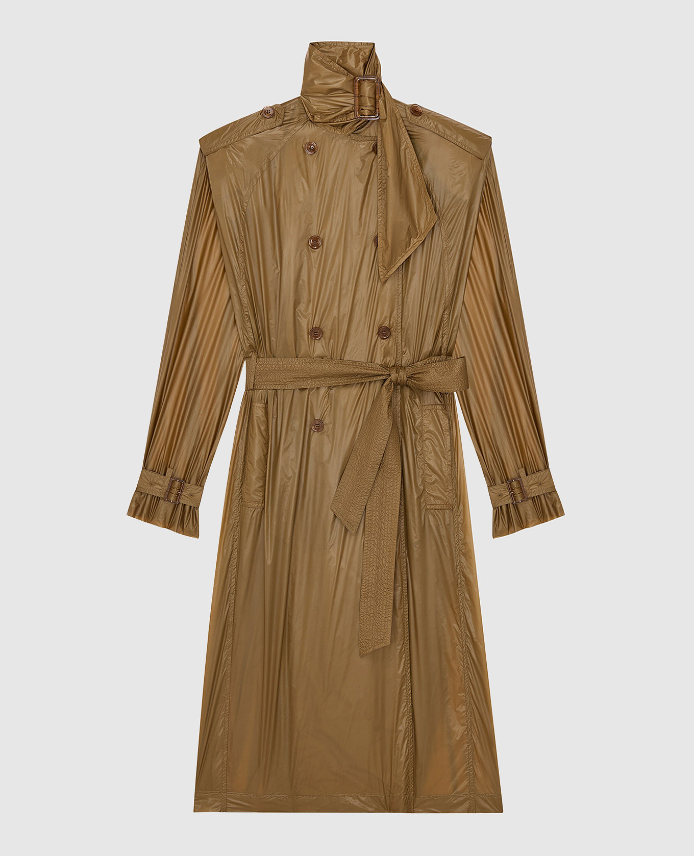 Brown double-breasted Lavallière trench coat Saint Laurent