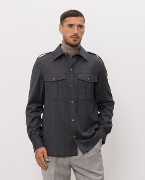 Brunello Cucinelli Gray wool shirt with shoots MY6660731
