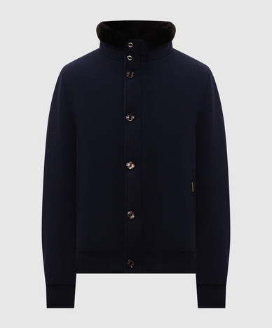 CLEROS blue wool and cashmere down jacket