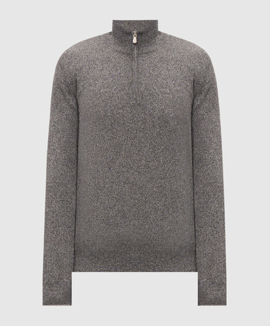 Gray cashmere jumper with zipper