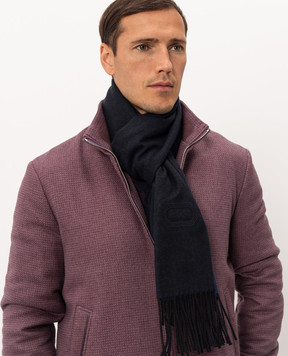 Stefano Ricci Blue cashmere scarf with fringe MWA63000806853