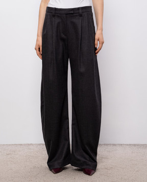 Brunello Cucinelli Gray wool pants with monil chain MP550P9026