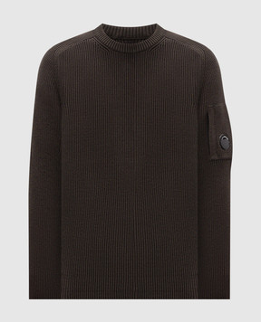 C.P. Company Khaki jumper with logo patch MKN101A006608A