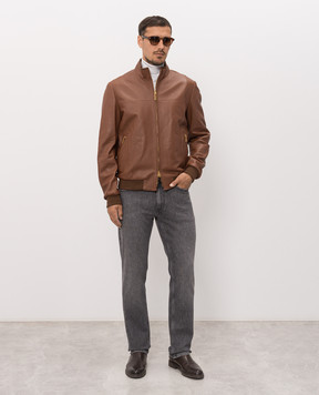 Stefano Ricci Brown leather jacket M7J6300250NPSTR6