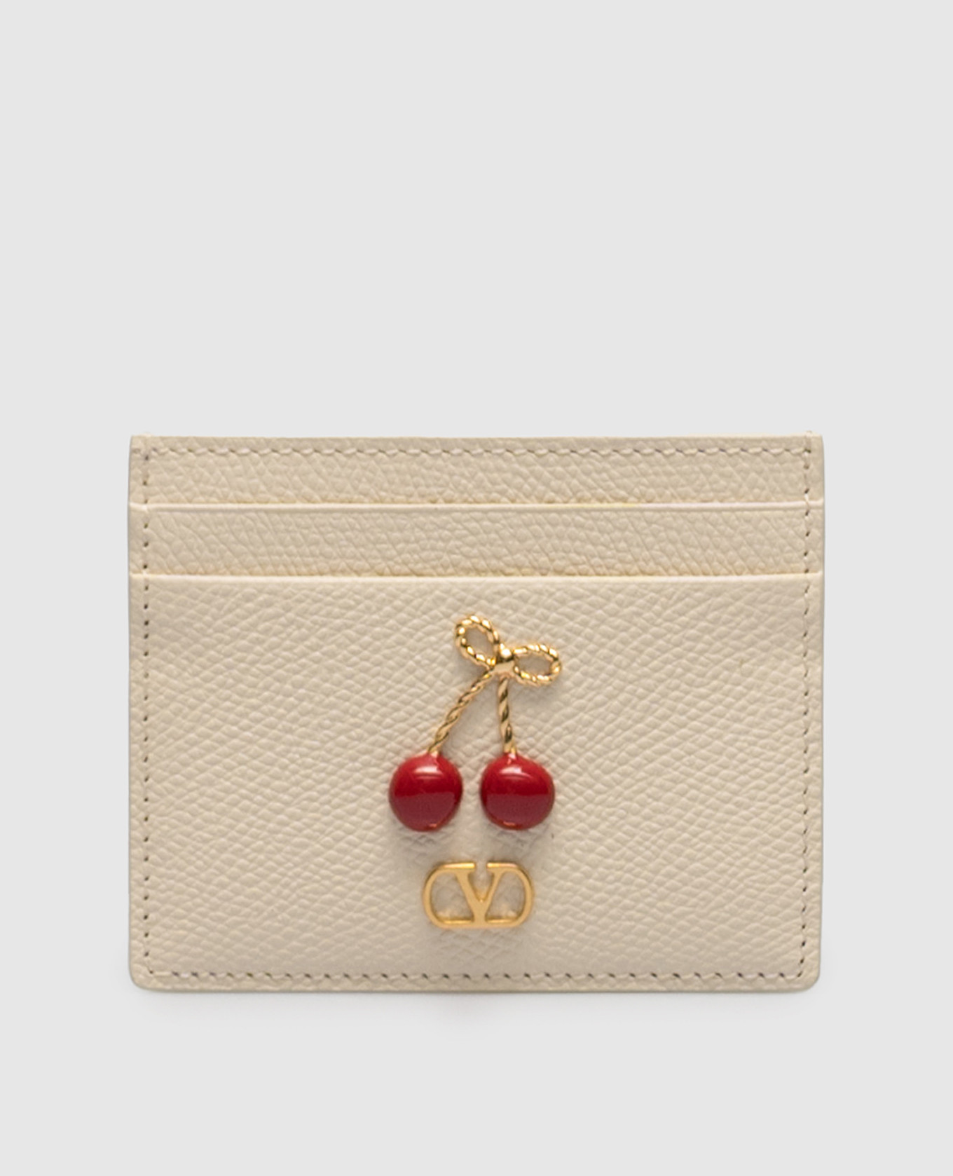

Beige leather cardholder Cherryfic Valentino