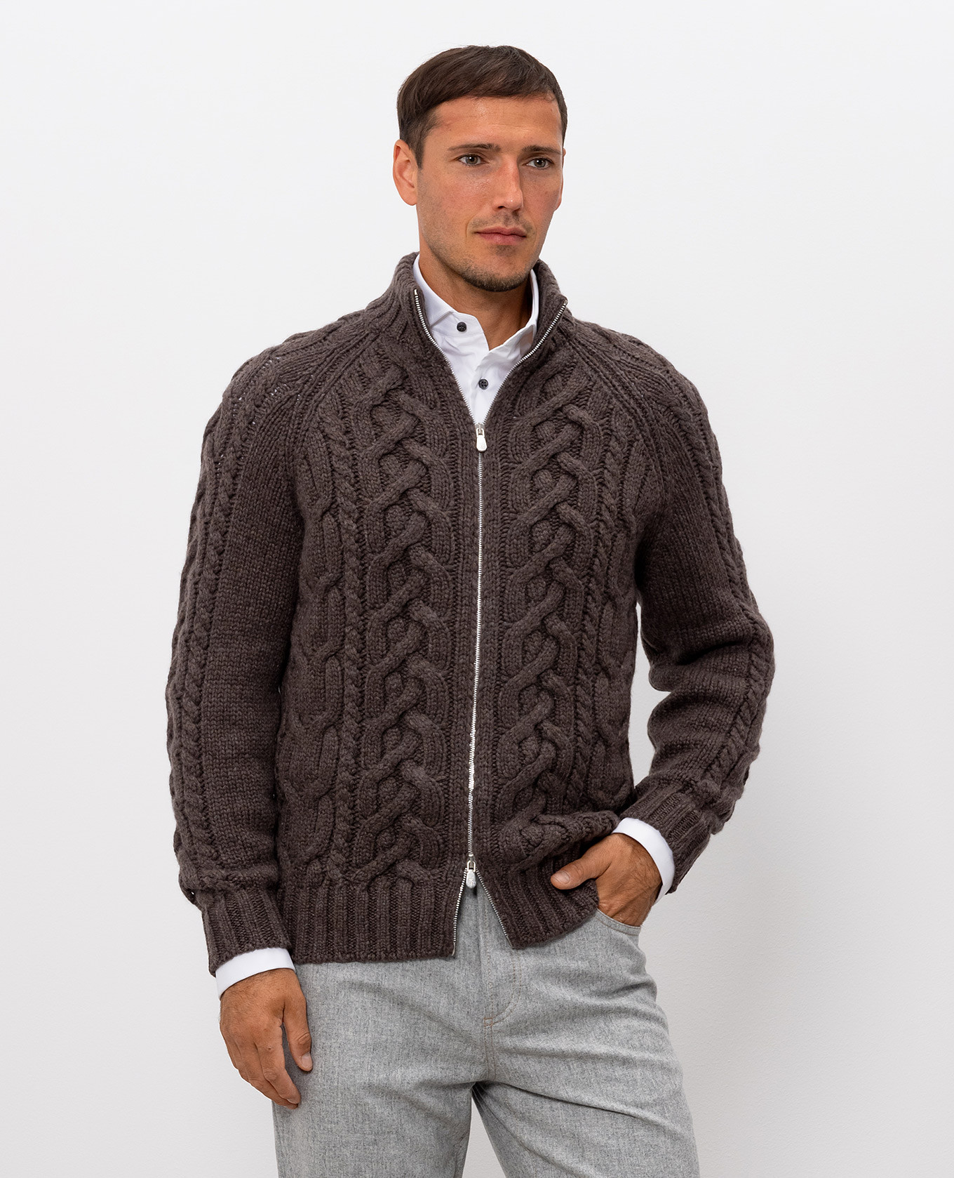 Brown cashmere cardigan Brunello Cucinelli 3