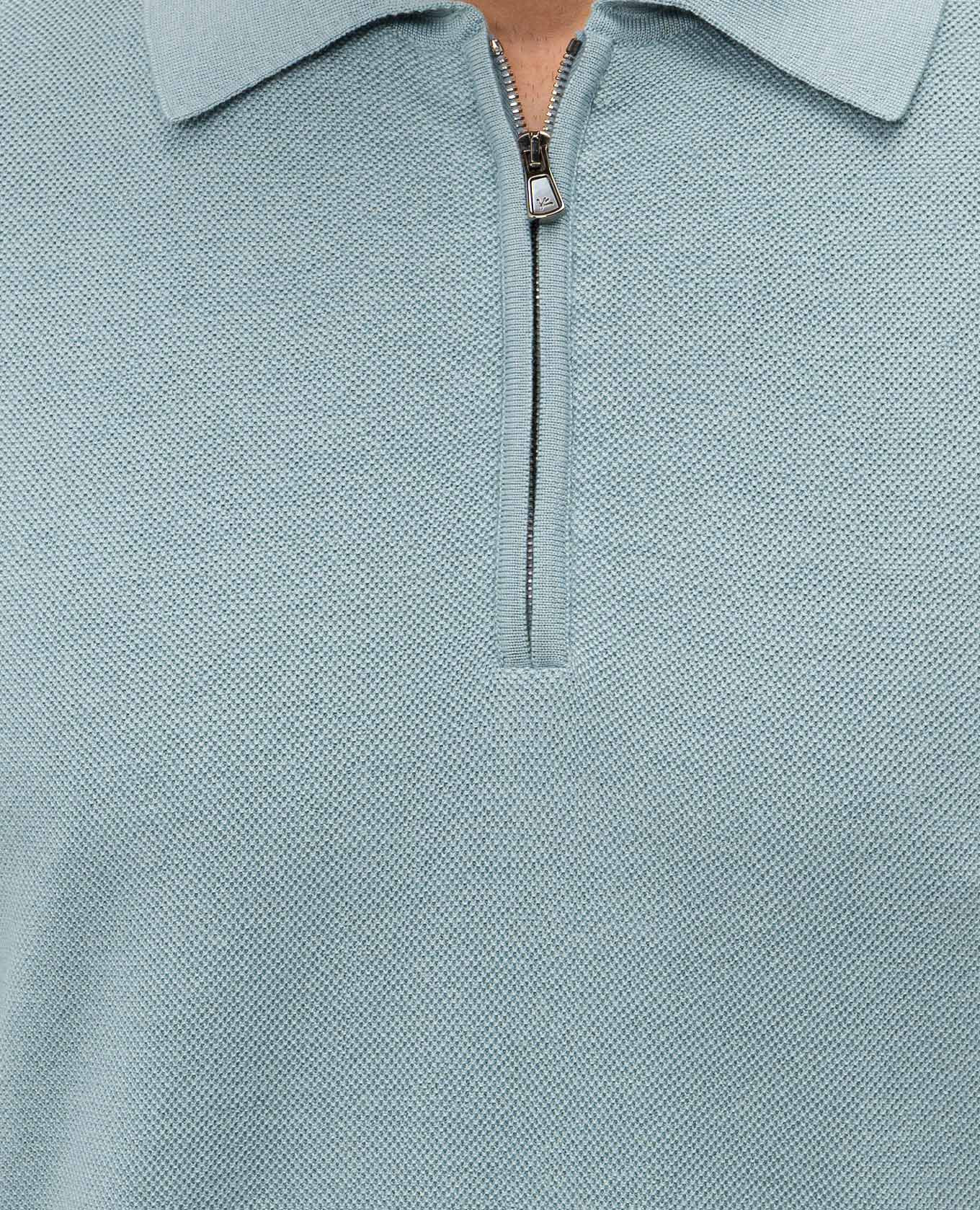 Blue polo shirt made of wool, silk and cashmere ISAIA 5