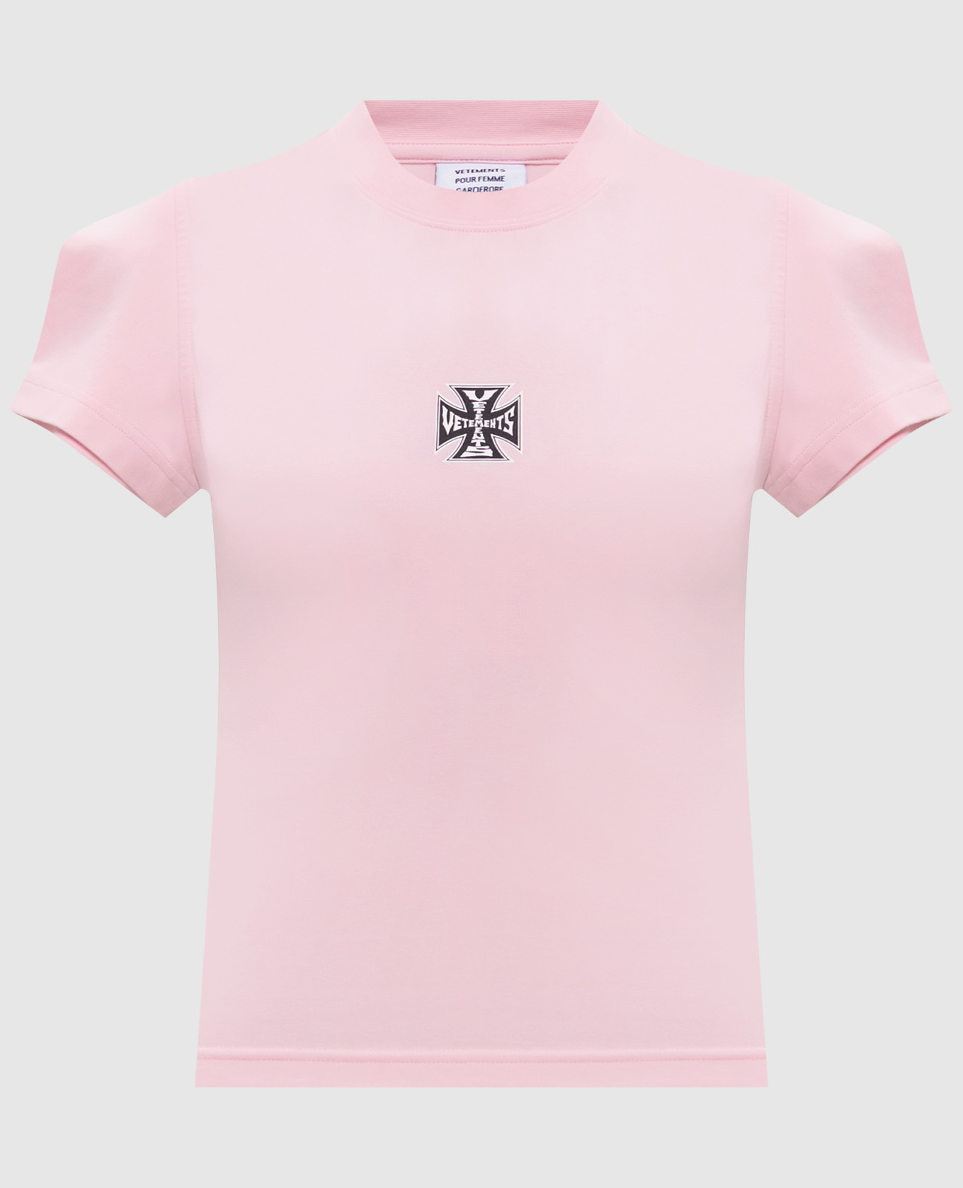 

Pink top with logo print Vetements