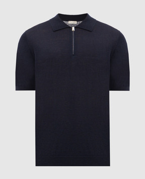 Cashmere&Whiskey Navy blue linen and silk polo shirt MU9892314520R
