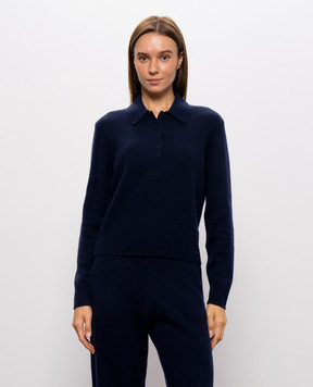 Sporty & Rich Blue cashmere and wool polo shirt WS07485327BL106