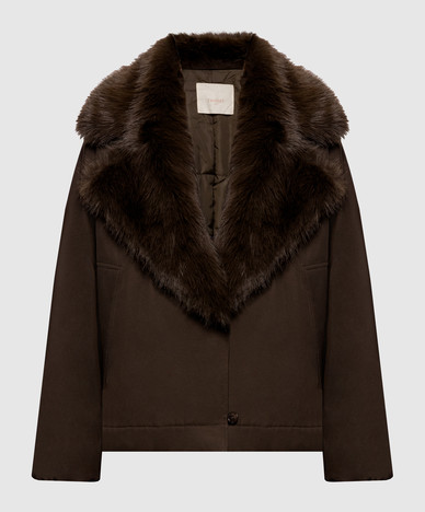 Brown jacket with removable collar