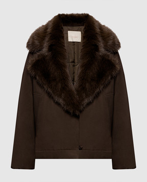 Twinset Brown jacket with removable collar 262TP2181