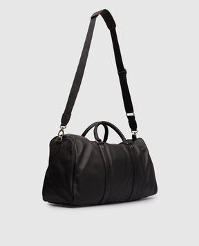 Doucal's Black leather travel bag with embossed logo DB002303UT284