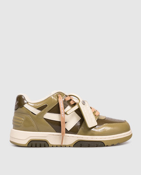 Off-White Out Of Office Khaki Patent Leather Sneakers OWIA259F25LEA00A