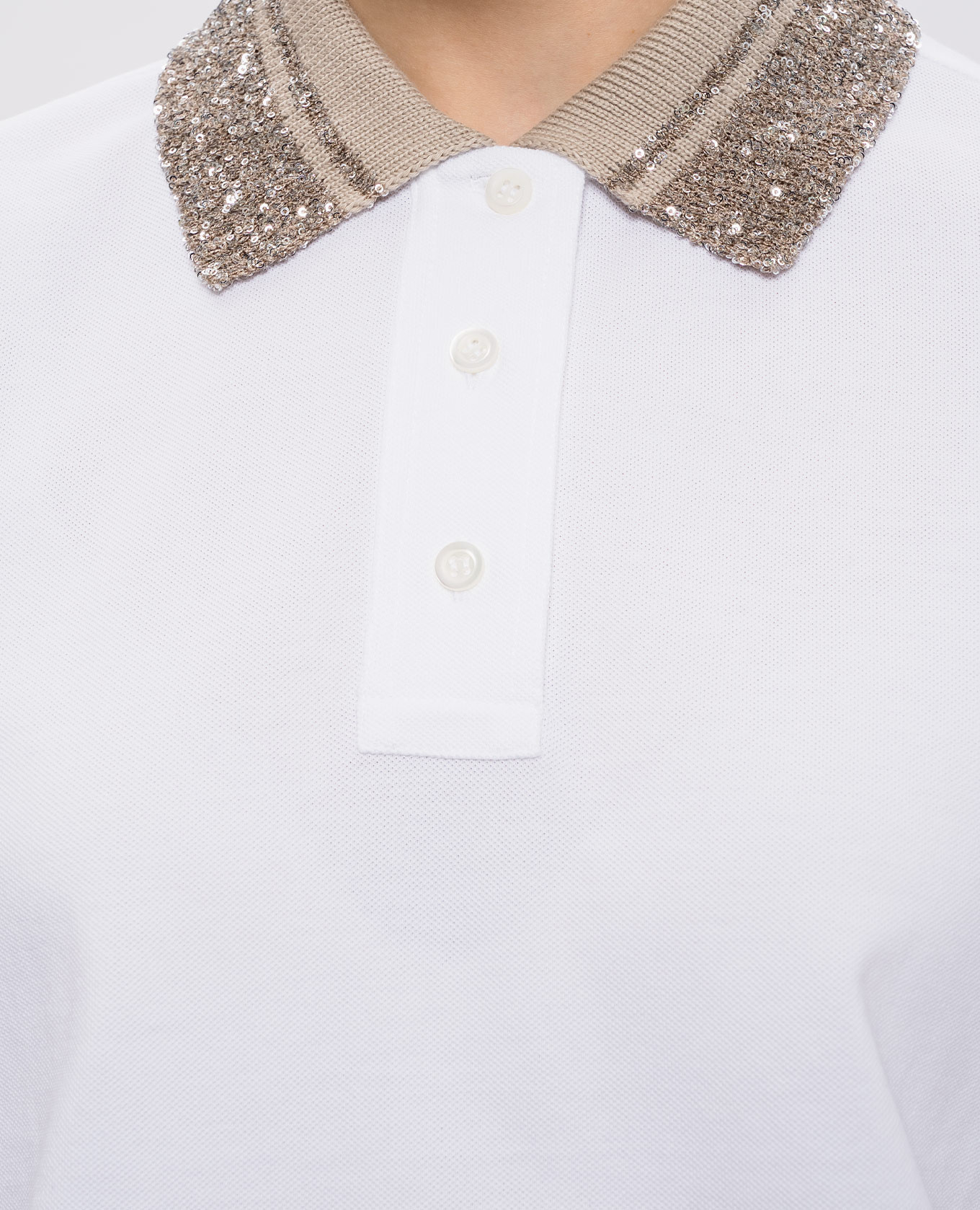 

White polo with sequins Brunello Cucinelli