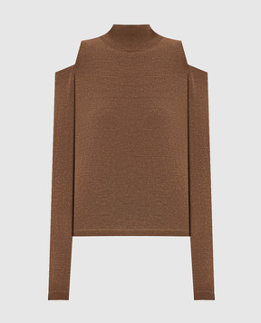 Allude Brown wool turtleneck with open shoulders 26564103