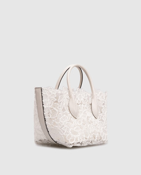 Ermanno Scervino White floral tote bag with keychain D483S416PYV