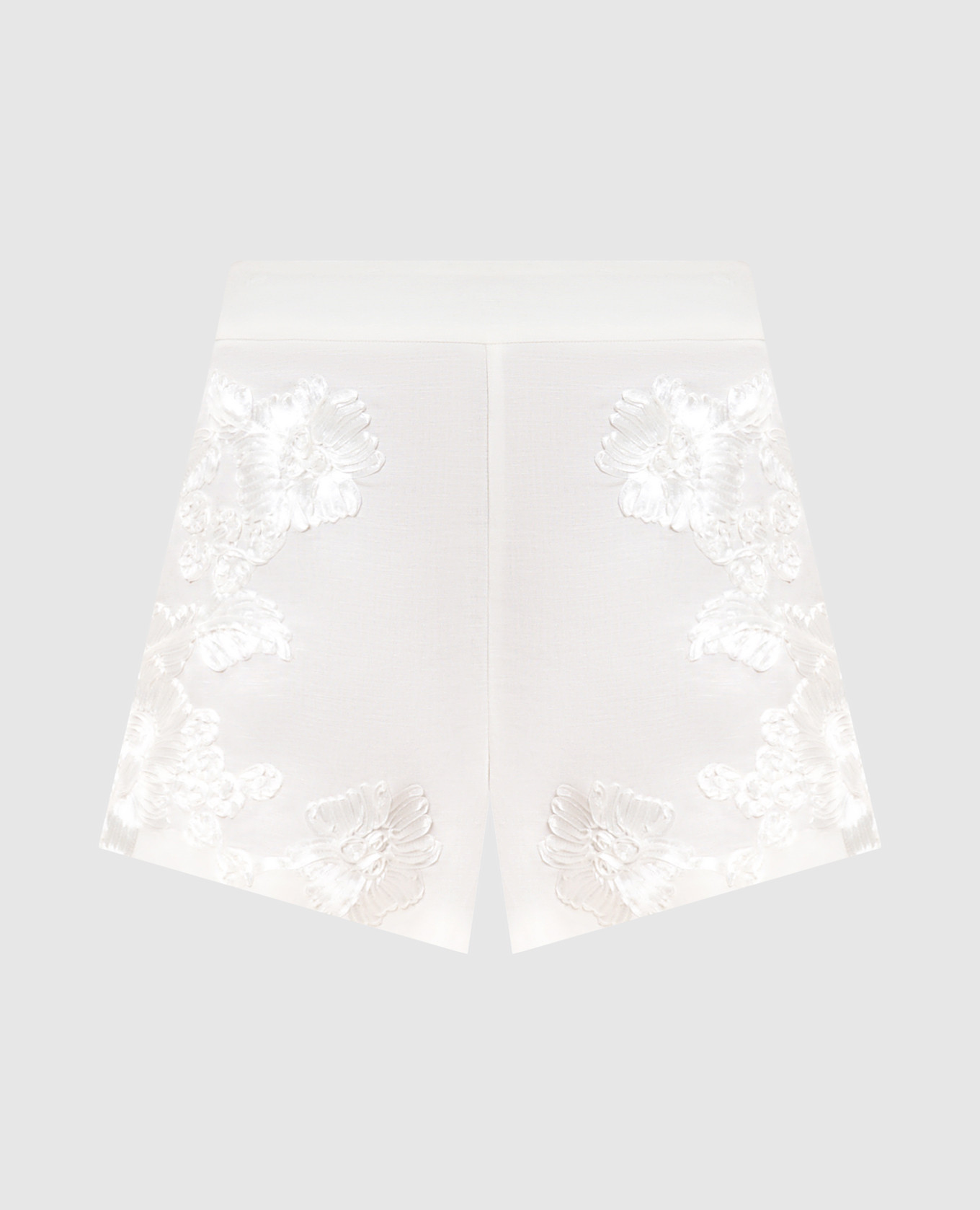 Sammie White Soutache Shorts with Applique