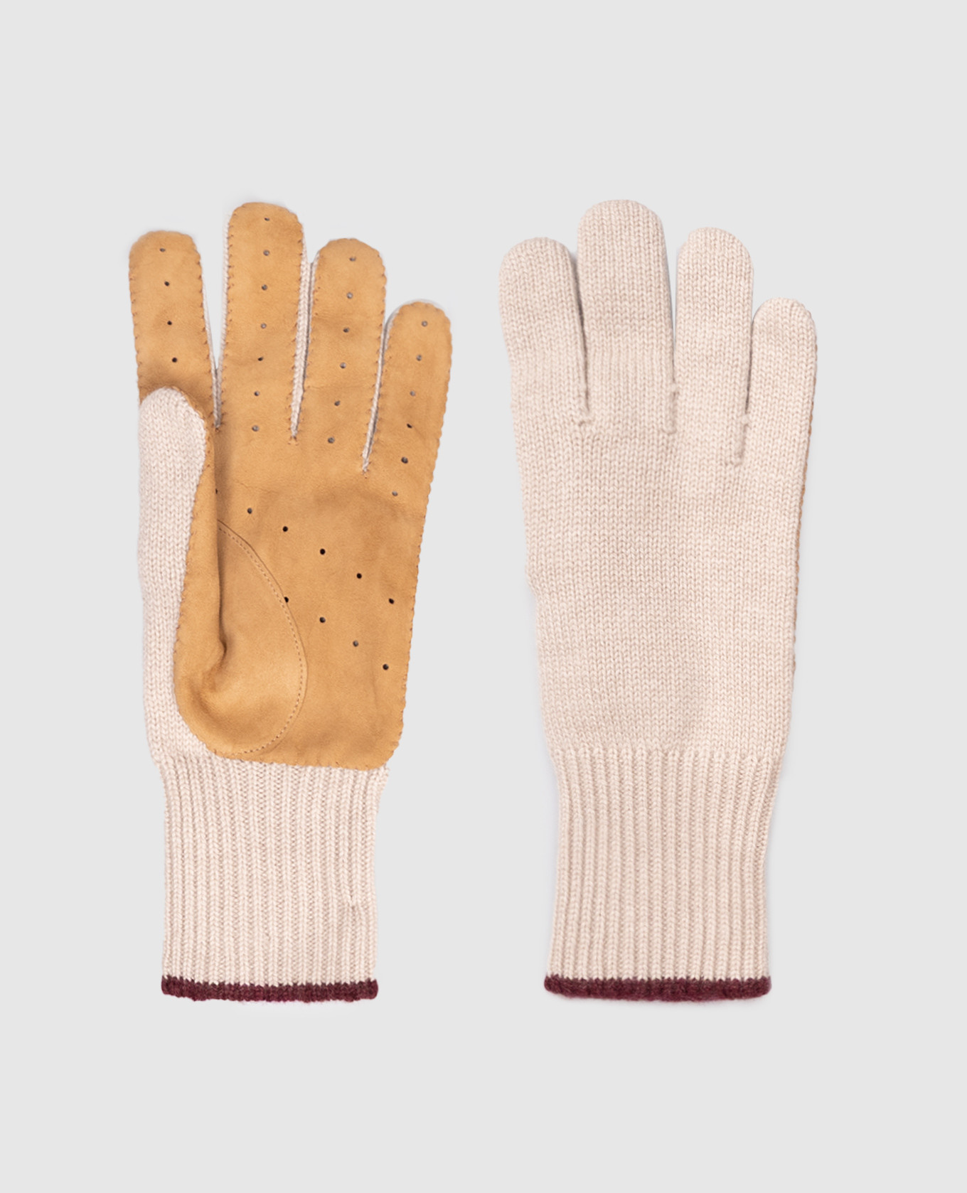 

Beige cashmere combination gloves Brunello Cucinelli
