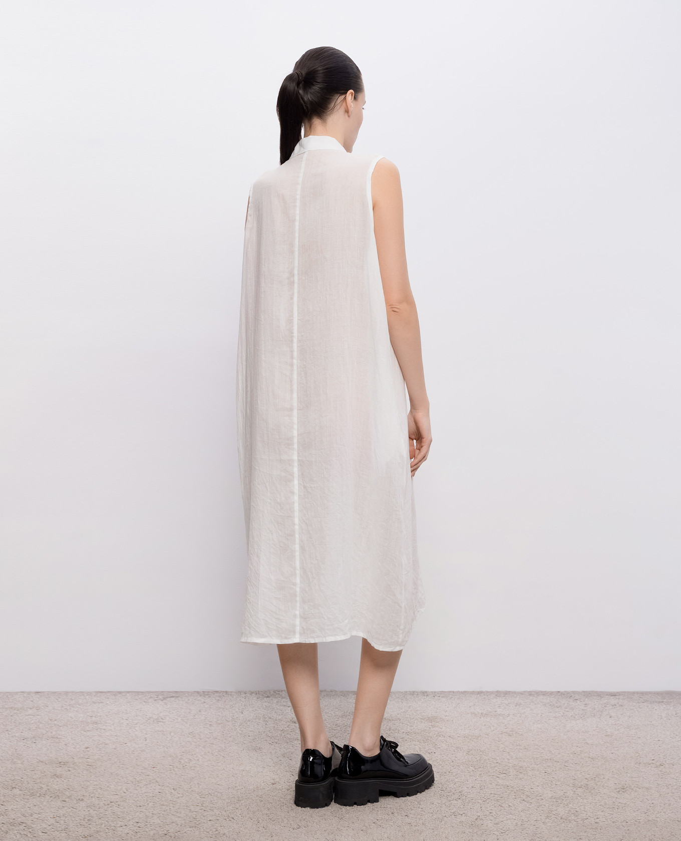 White linen shirt dress Y`S Yamamoto 4