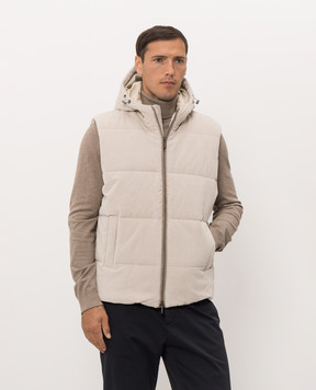 CAPOBIANCO Beige corduroy vest 21M145VLNY