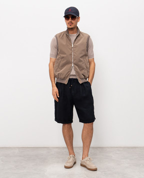 Brunello Cucinelli Blue linen shorts with lapels M243DU0020