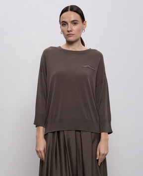 Peserico Brown wool jumper with monil chain A99060F18K09169