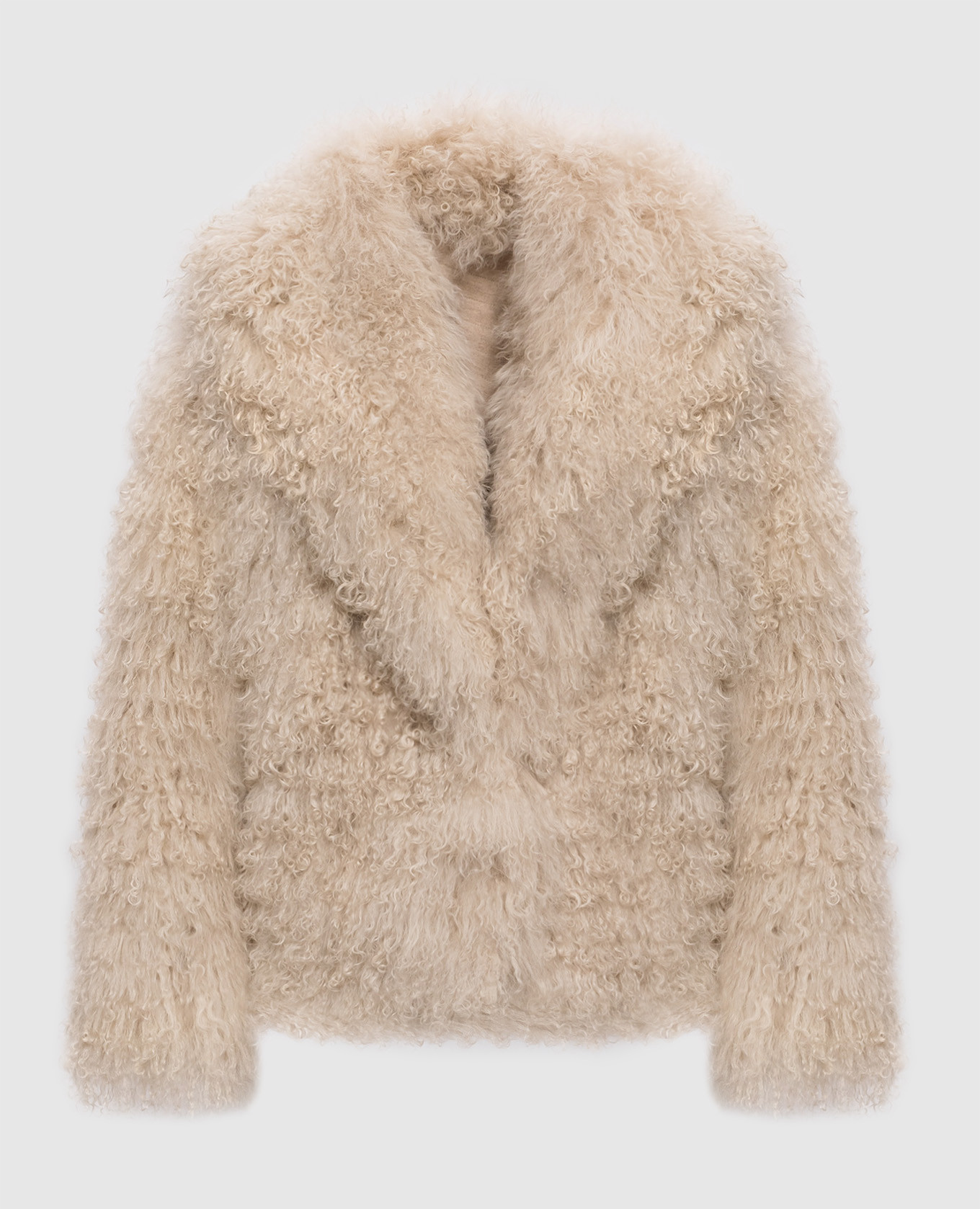 Beige reversible Manchester jacket with sheepskin