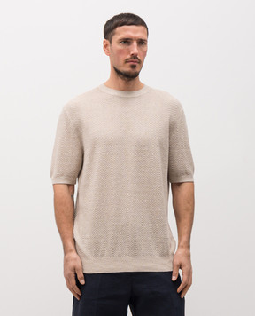 Brett Johnson Beige linen and silk patterned T-shirt SS26K79LPSISAN