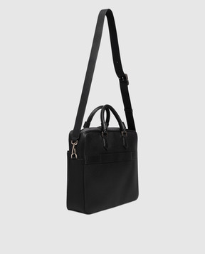 Serapian Black leather briefcase with logo SRCCHMLL706540Y001