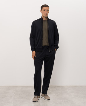 Stefano Ricci Blue wool sports jacket with embroidered emblem K909049R31T26302