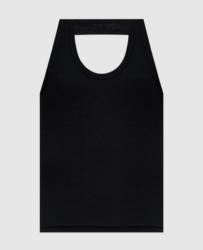 Vetements Black ribbed top with logo WE76TT566B