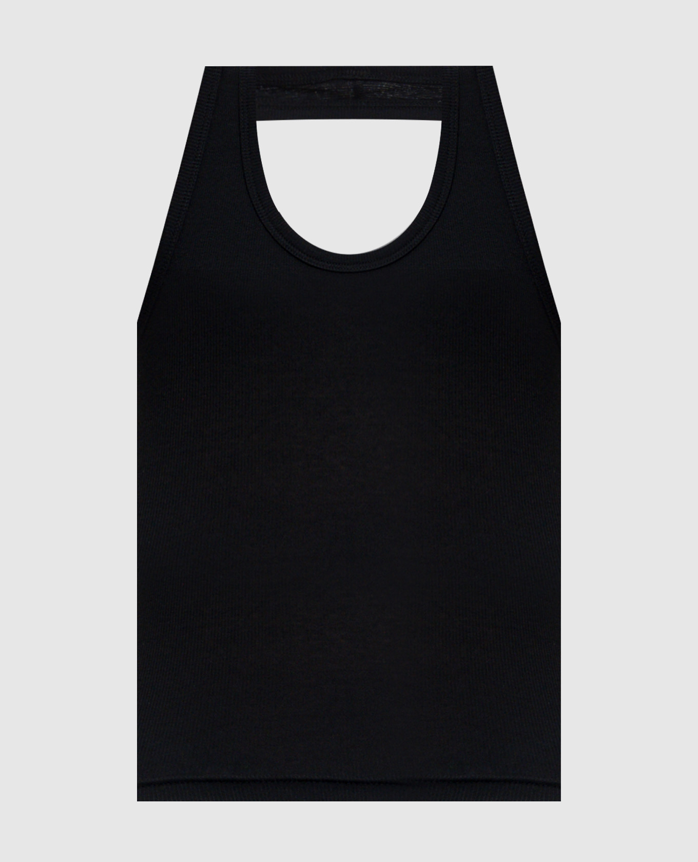 Black ribbed top with logo Vetements