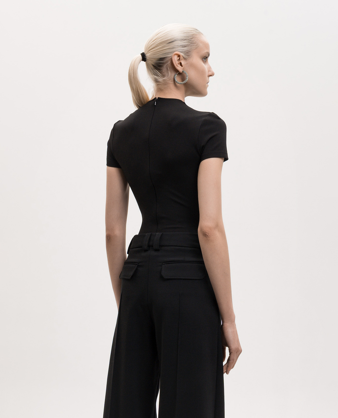 Black bodysuit with applique David Koma 4