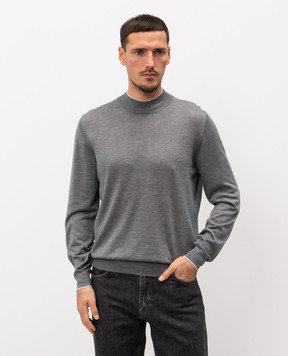Brunello Cucinelli Grey melange cashmere, silk and hemp jumper MHS805914