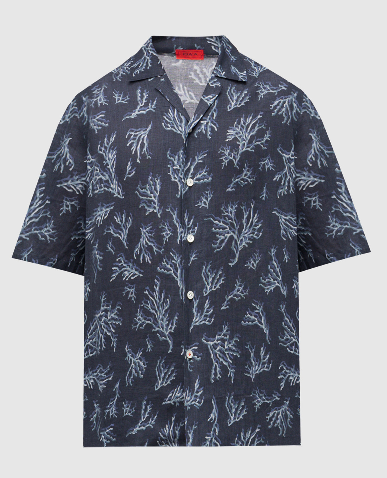 Blue linen shirt with print