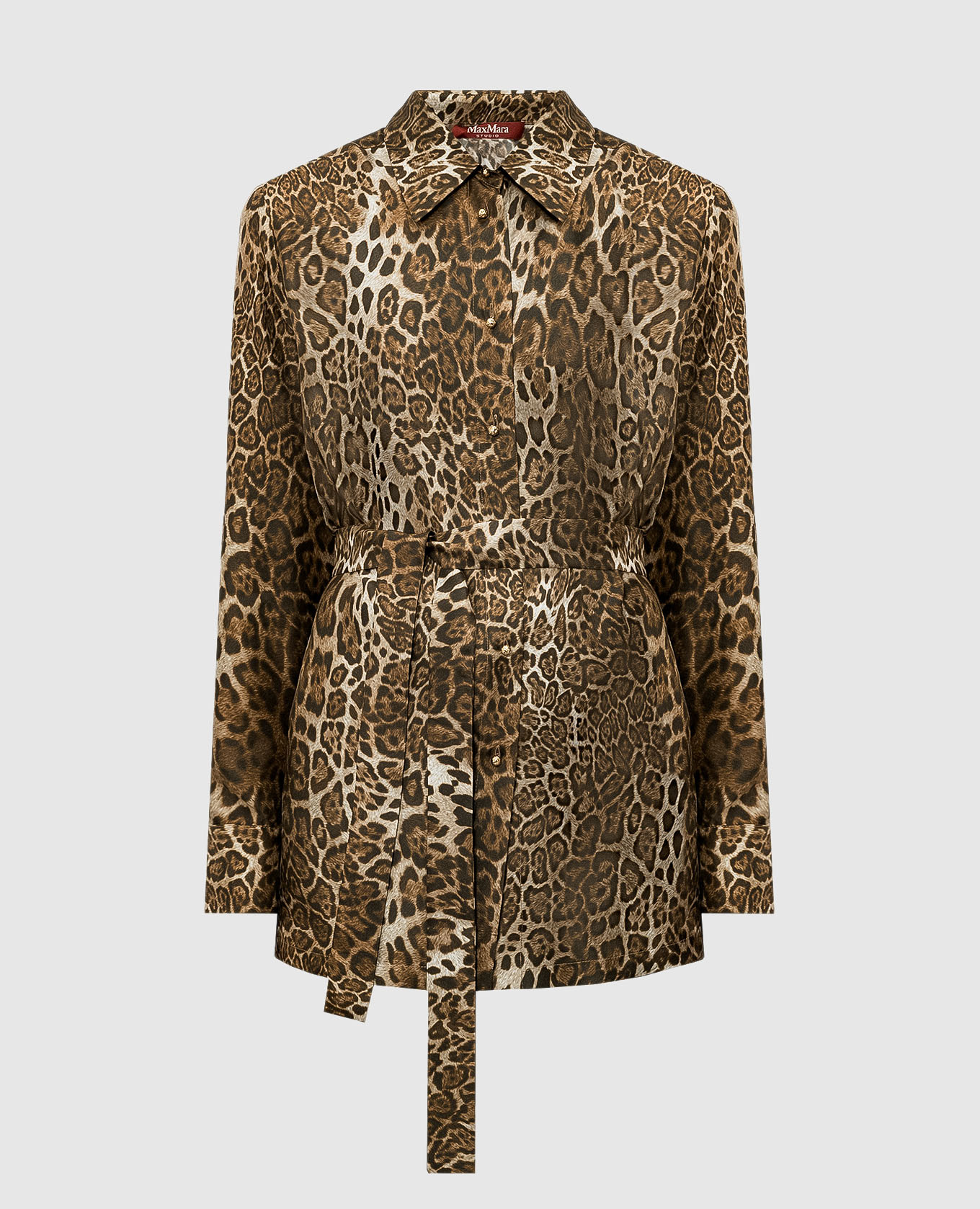 TAFFARI brown leopard print silk blouse
